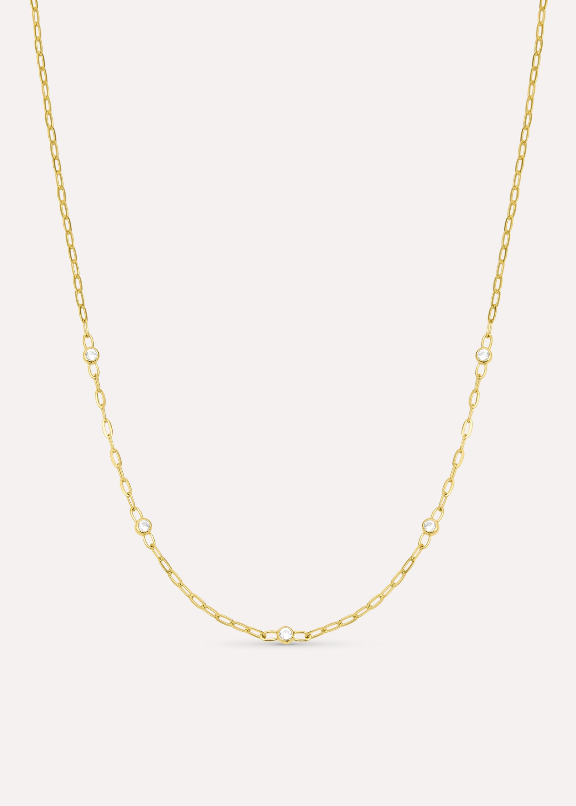 Lab-Grown White Sapphire Paperclip Chain Necklace
