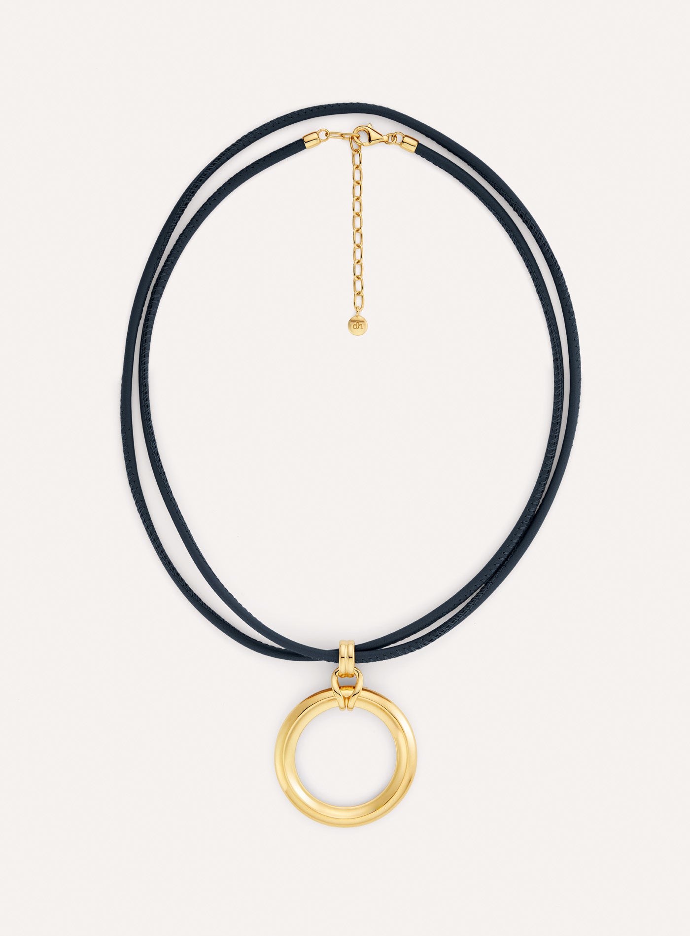 Iceni Chariot Link Navy Leather Pendant Necklace