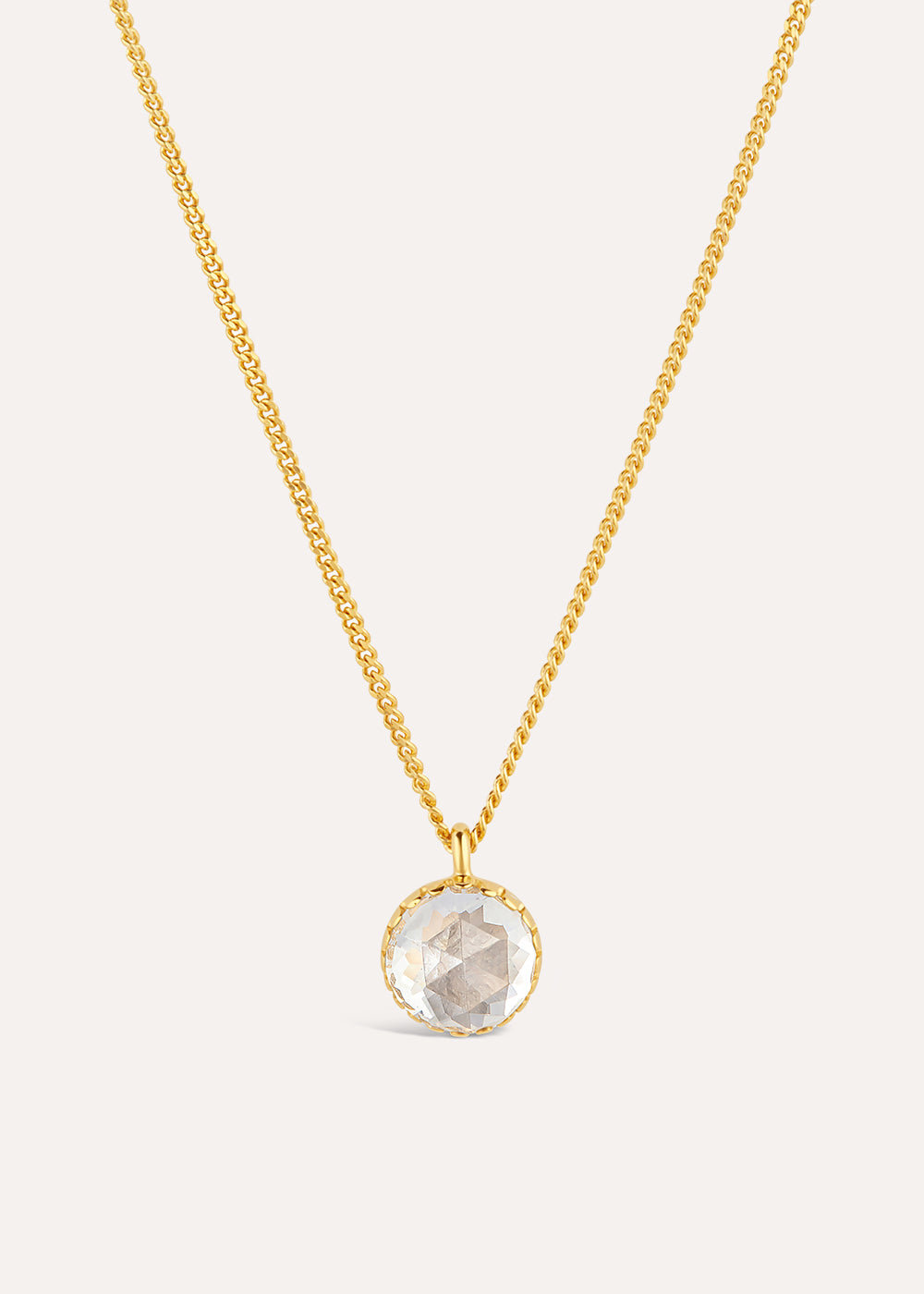 Gem Drop White Topaz Rose Cut Pendant Necklace
