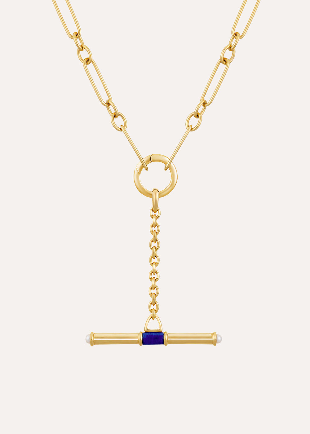 Lapis Lariat T-Bar Necklace
