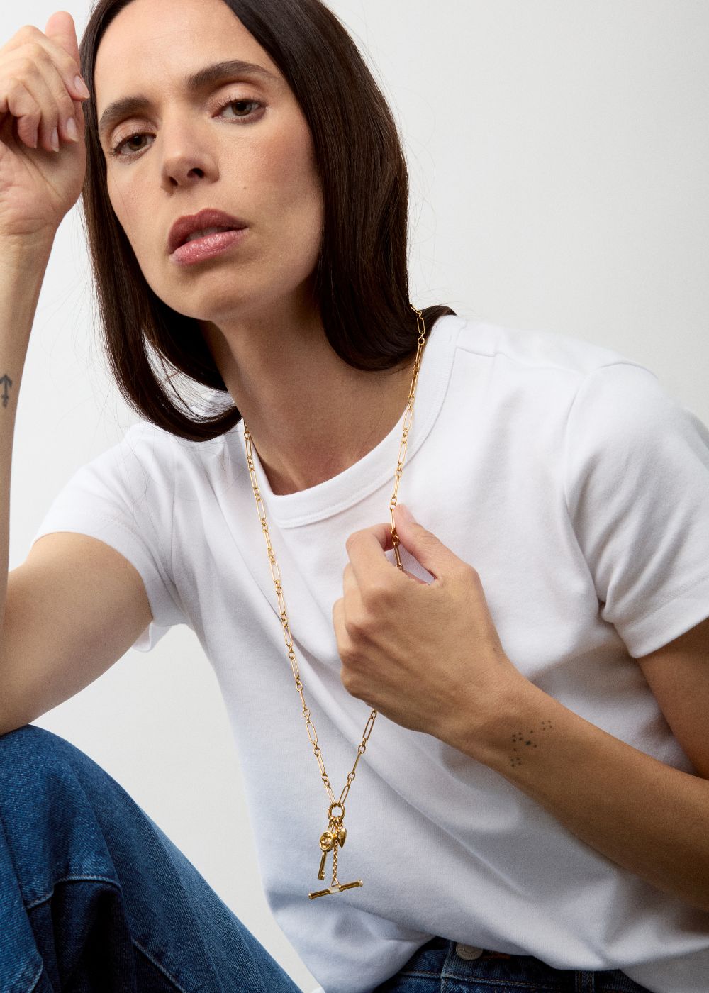 Lariat T-Bar Mother of Pearl Necklace