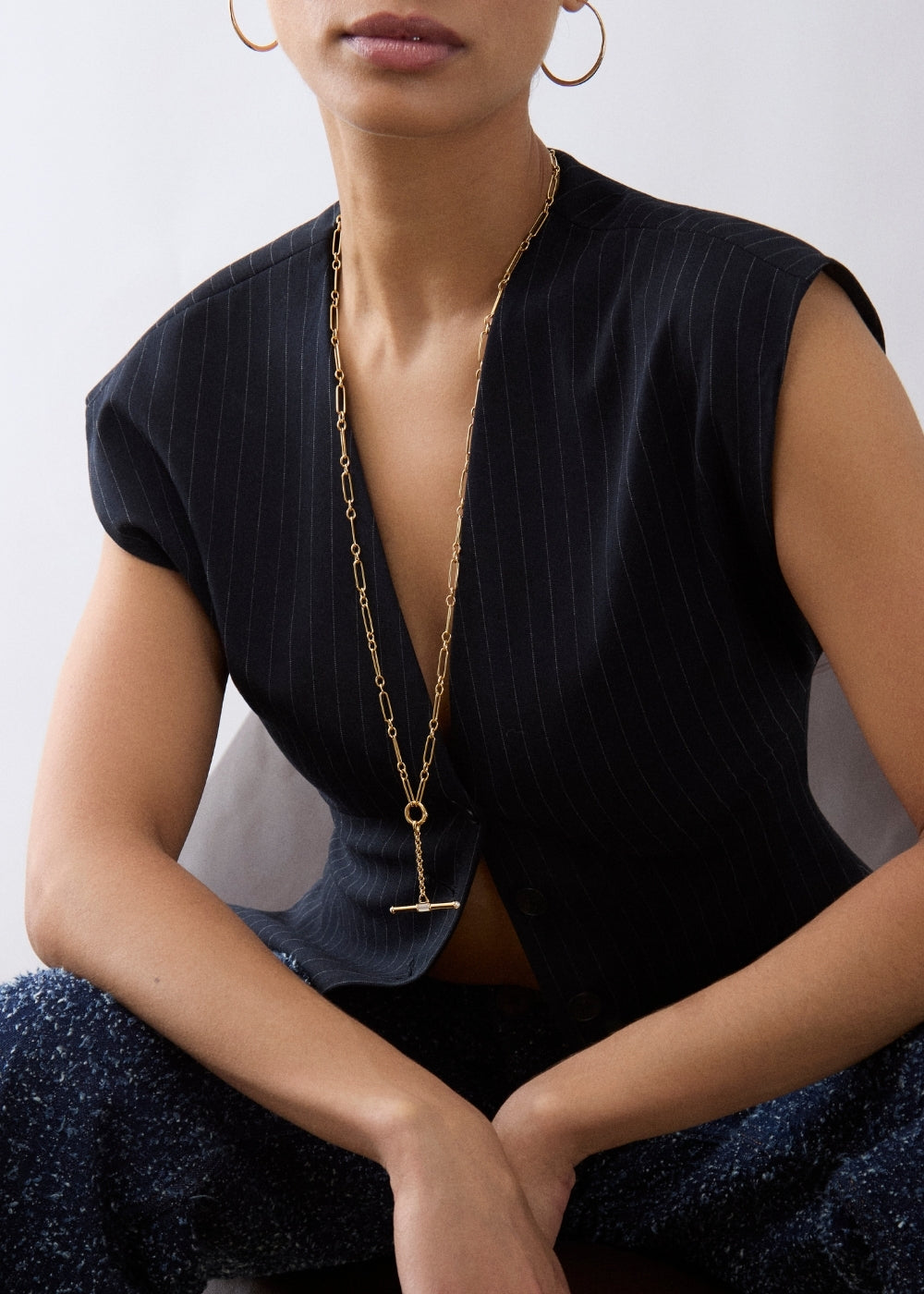 Lariat T-Bar Mother of Pearl Necklace