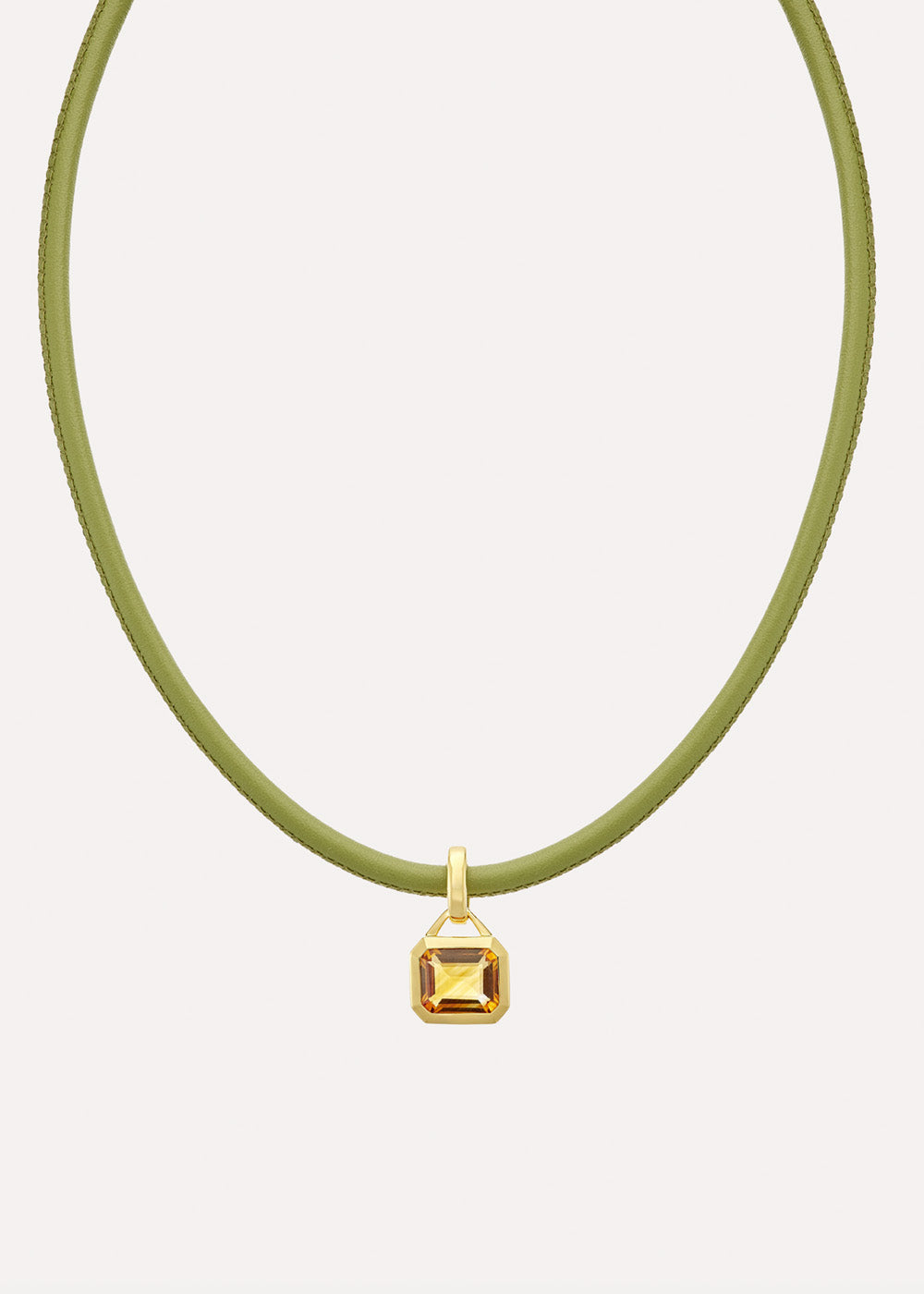 Paloma Octagon Orange Citrine Leather Necklace
