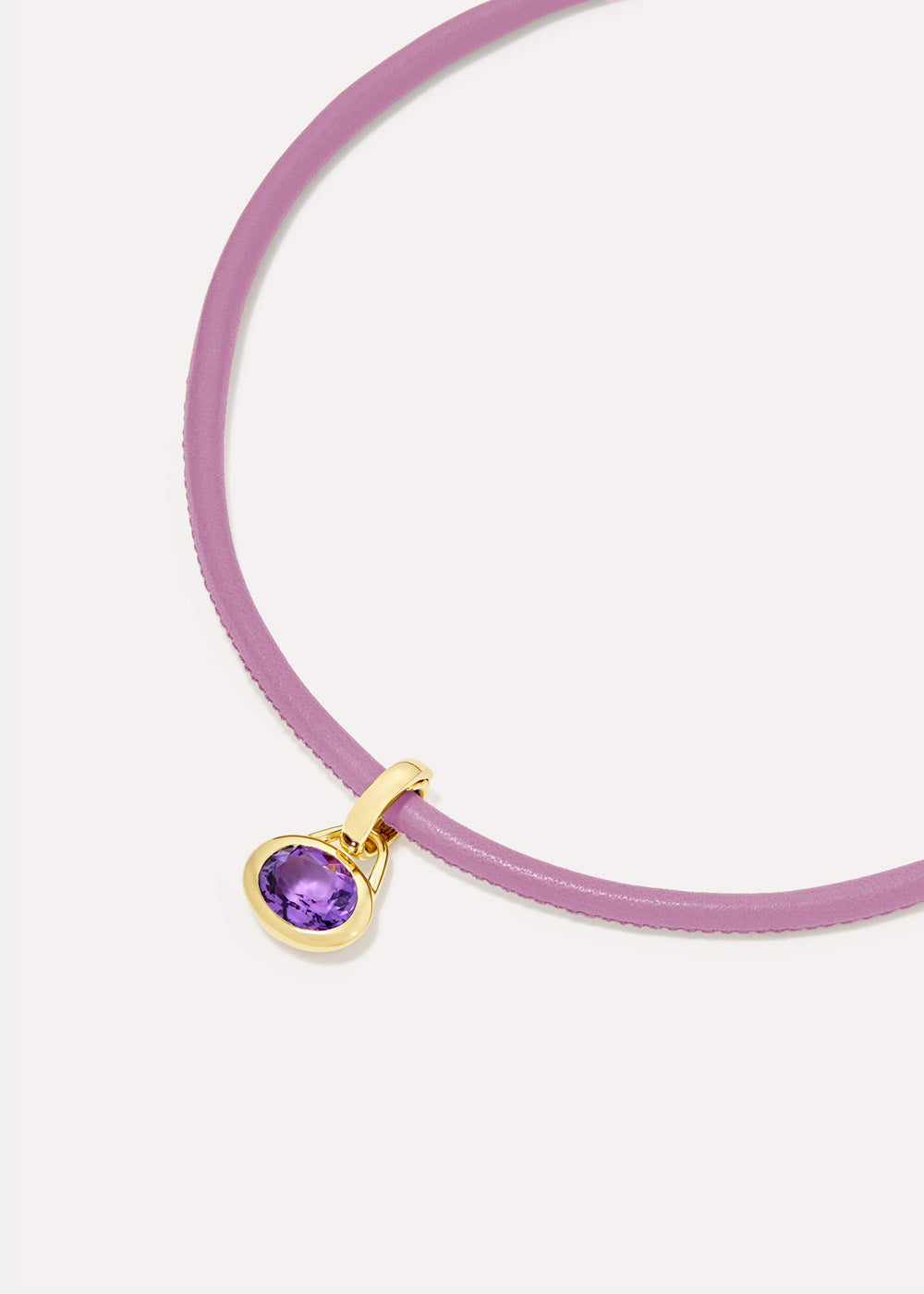 Paloma Oval Amethyst Leather Necklace