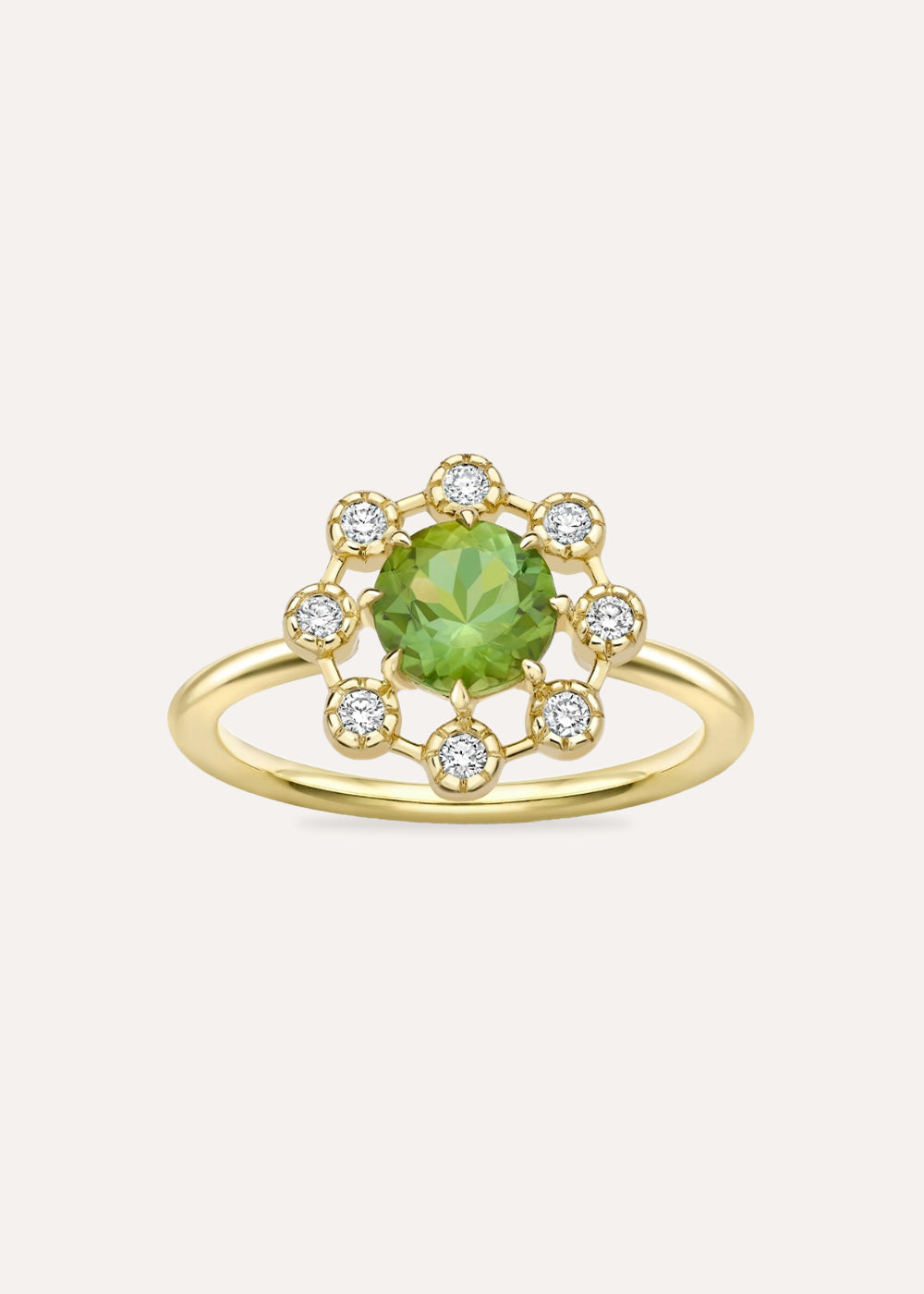 Celandine Green Tourmaline & Lab-Grown Diamond Ring