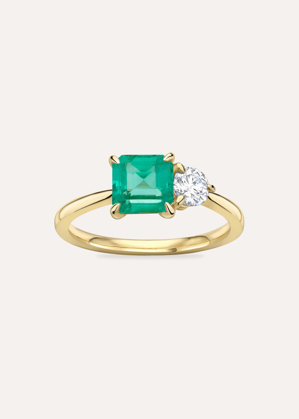 Toi & Moi Emerald & Lab-Grown Diamond Ring