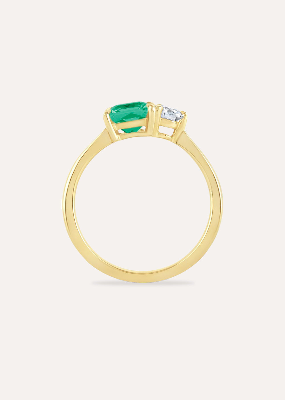 Toi & Moi Emerald & Lab-Grown Diamond Ring