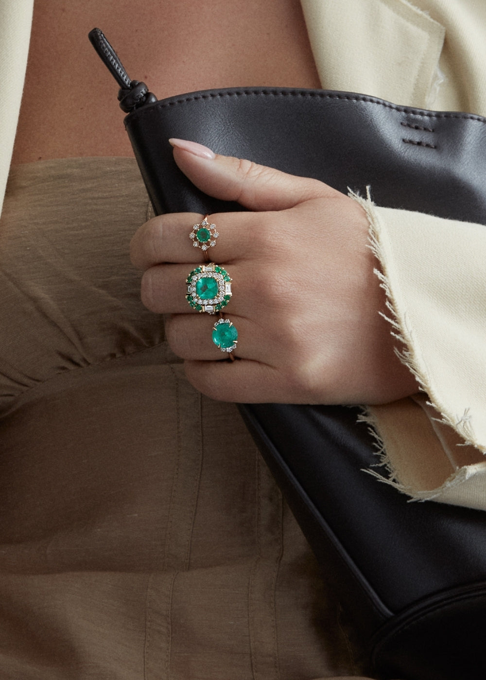 Krista Emerald & Diamond Ring