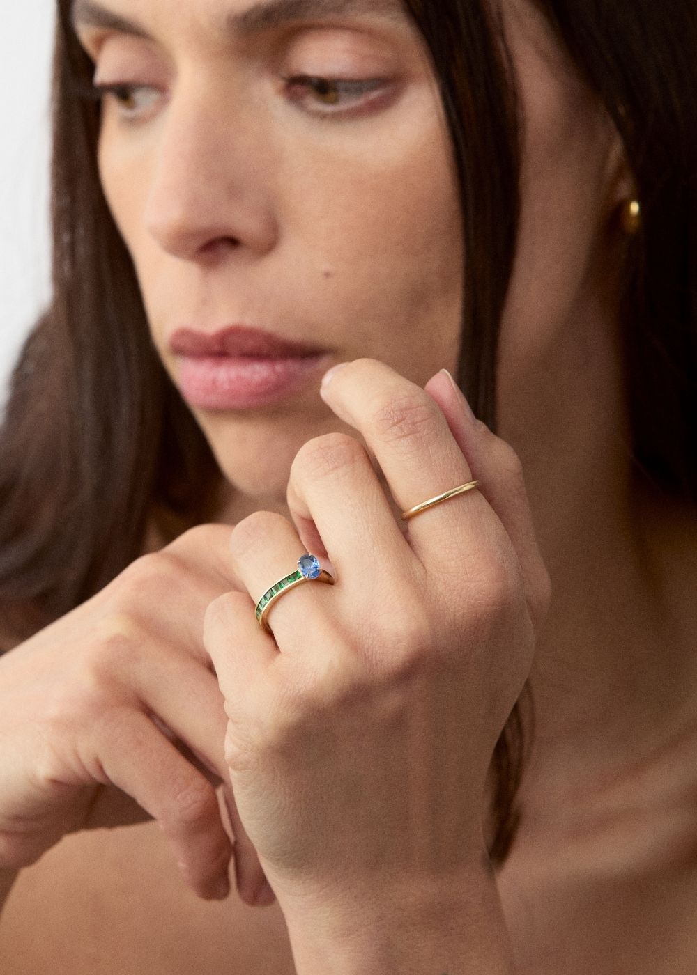 Bit on the Side Blue Sapphire & Tsavorite Ring