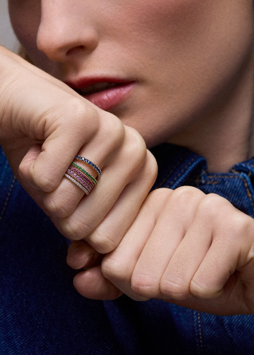 Minnow Three Quarter Small Rubellite Tourmaline Eternity Ring