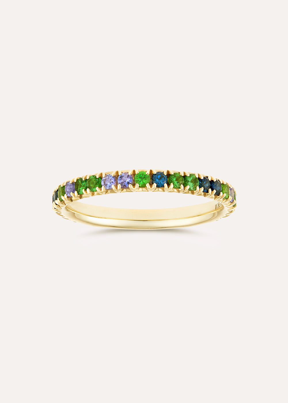 Minnow Three Quarter Medium Blue Sapphire & Tsavorite Eternity Ring