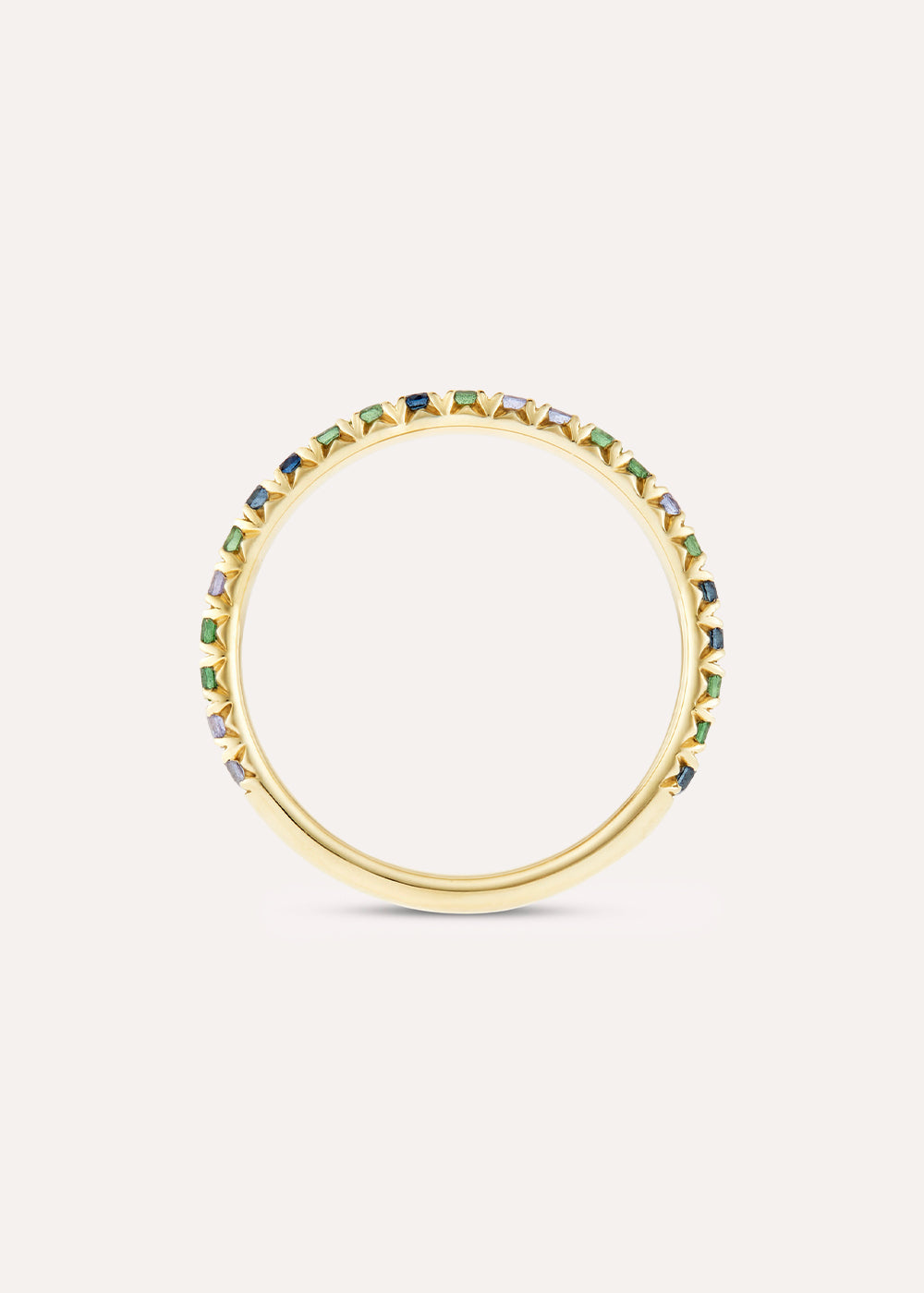Minnow Three Quarter Medium Blue Sapphire & Tsavorite Eternity Ring