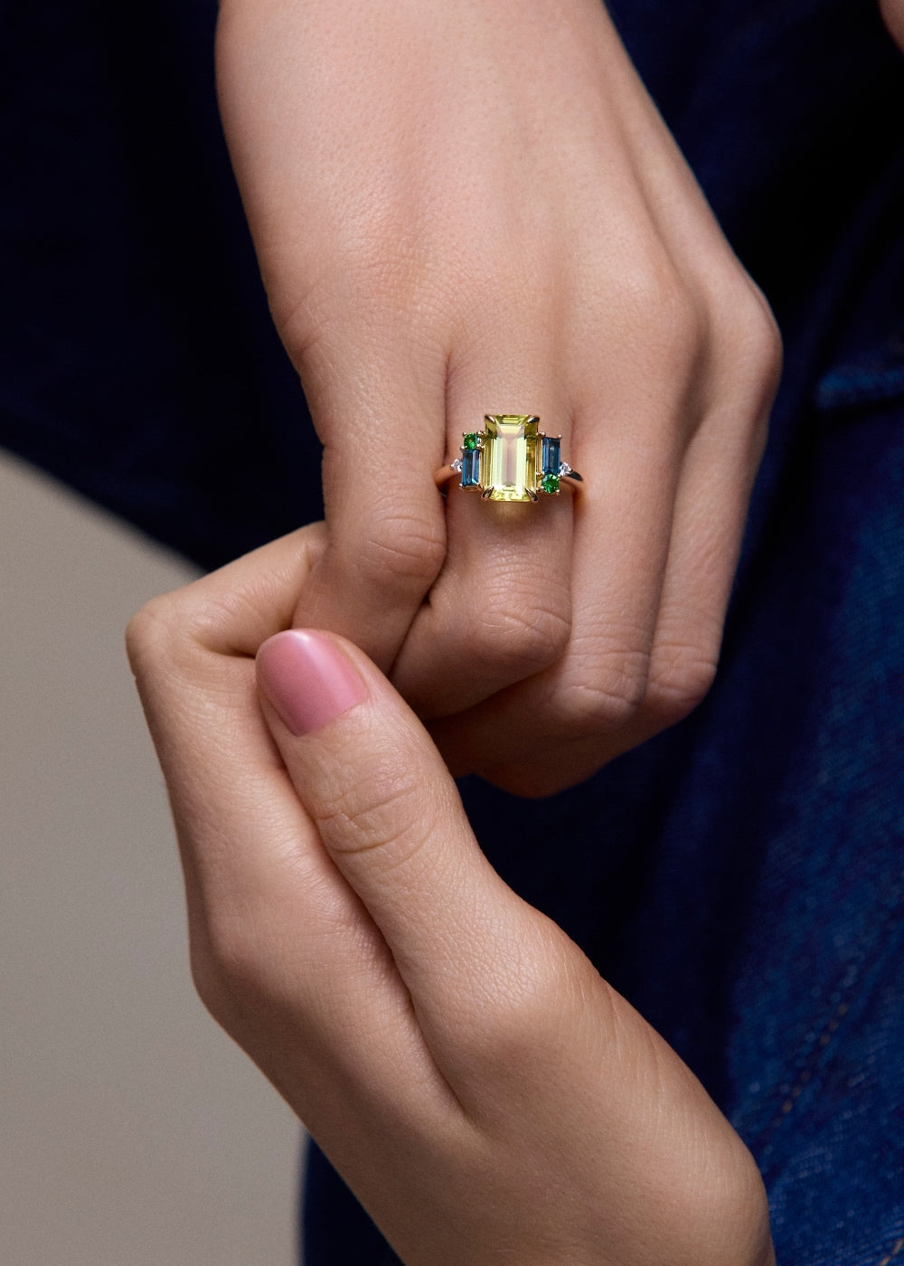 Charli Olive Quartz Cocktail Ring