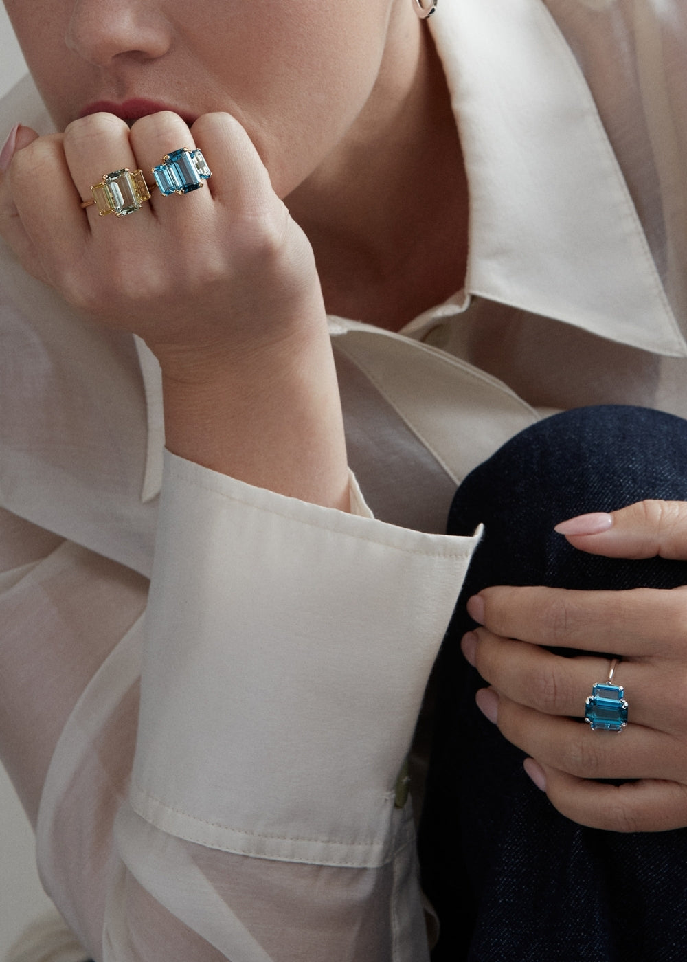 Trinny Blue Topaz Trilogy Cocktail Ring