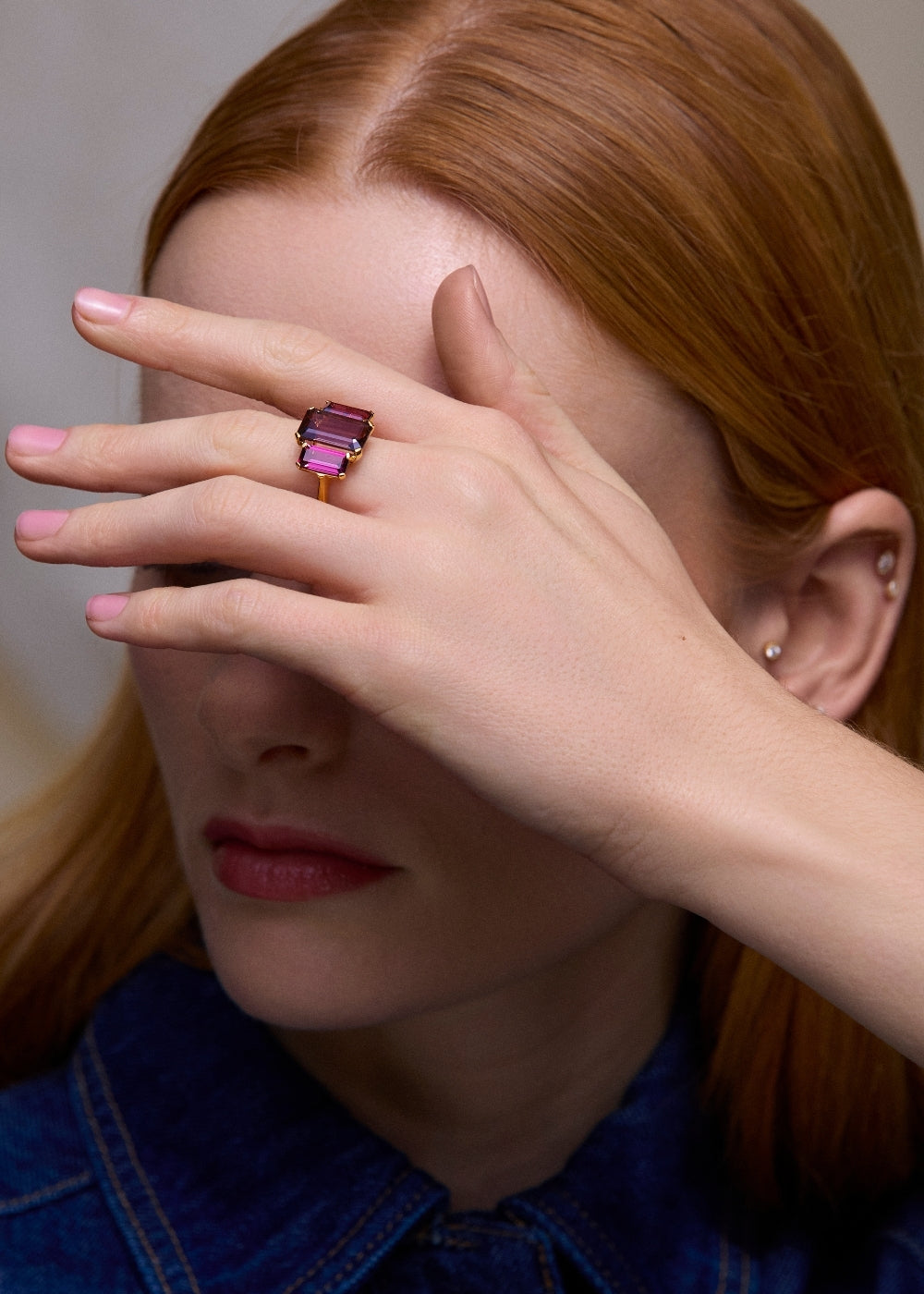 Trinny Trilogy Smokey Quartz & Rhodolite Cocktail Ring