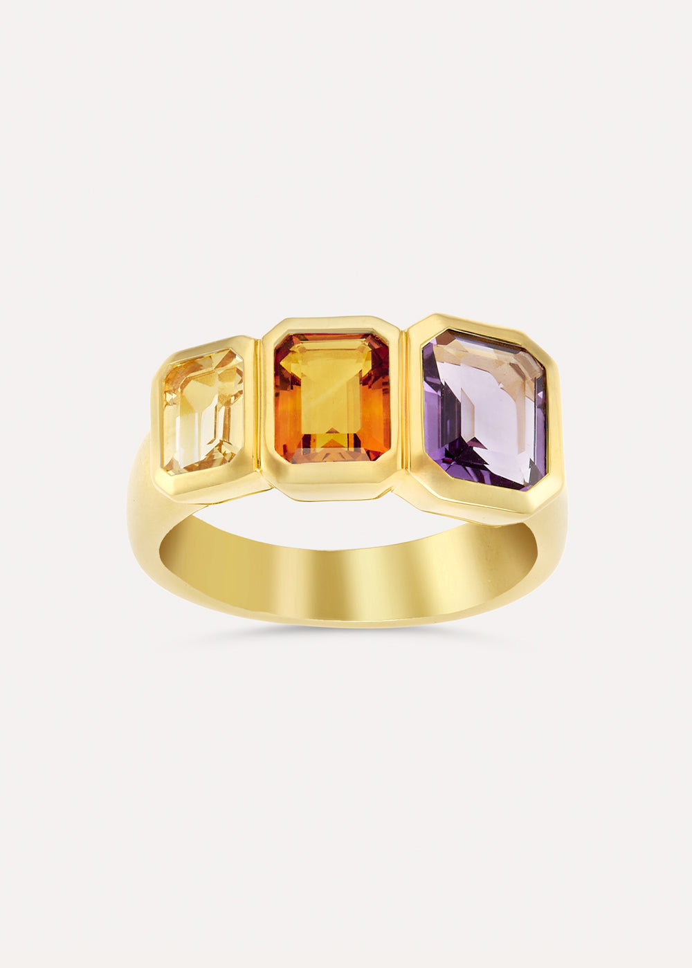 Paloma Amethyst & Citrine Three Stone Ring