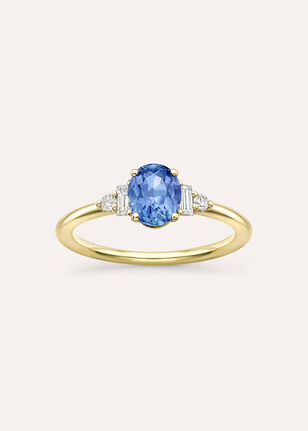 Katie Cornflower Blue Sapphire & Diamond Ring
