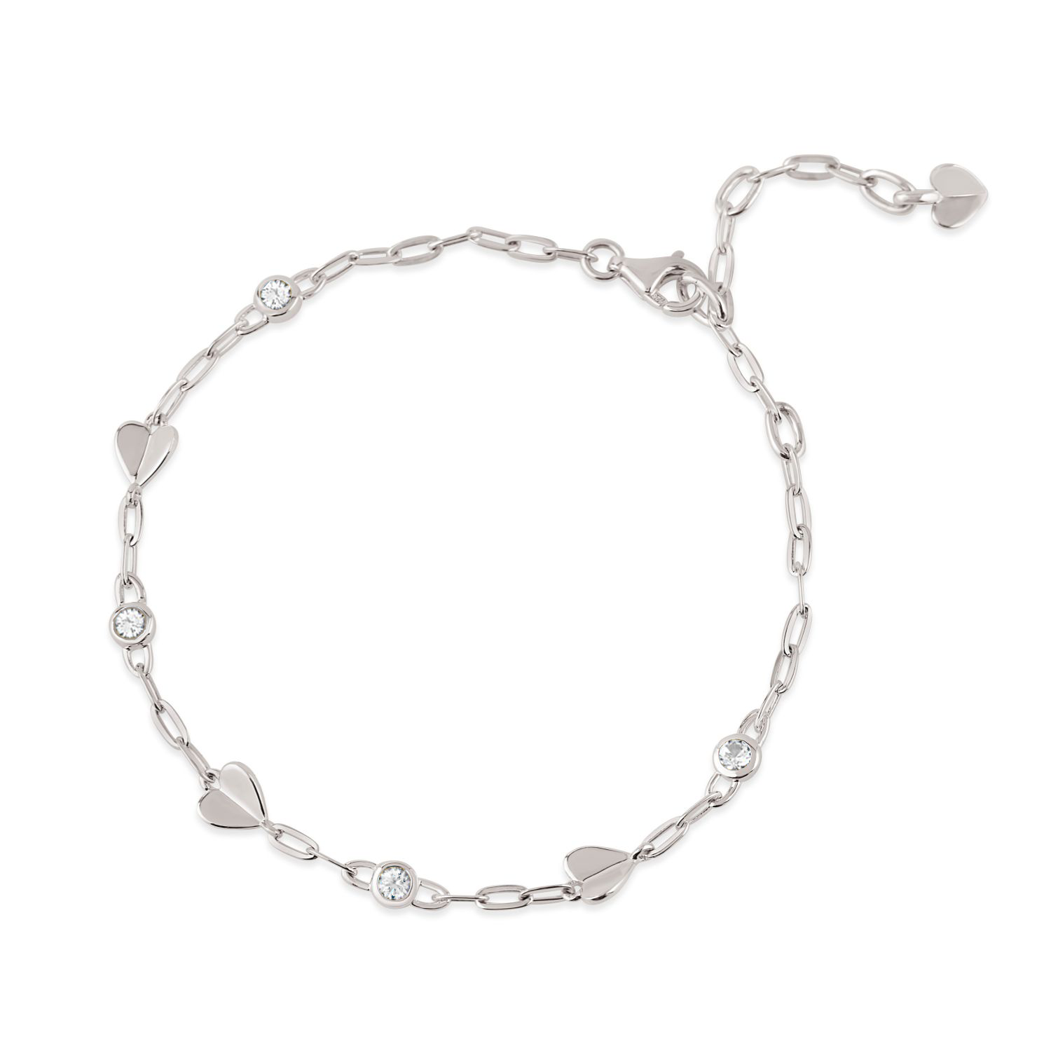  Folded Heart & Gemstone Bracelet