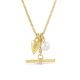 My World T-Bar with Heart & Pearl Charm Cluster Pendant