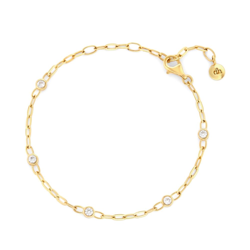 Lab-Created White Sapphire Paperclip Chain Bracelet 
