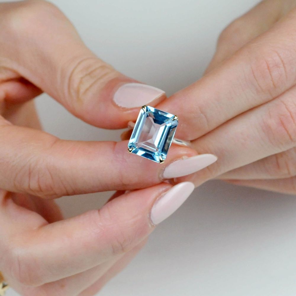Dinny Hall Amica Silver And 10k Yellow Gold Sky Blue Topaz Ring