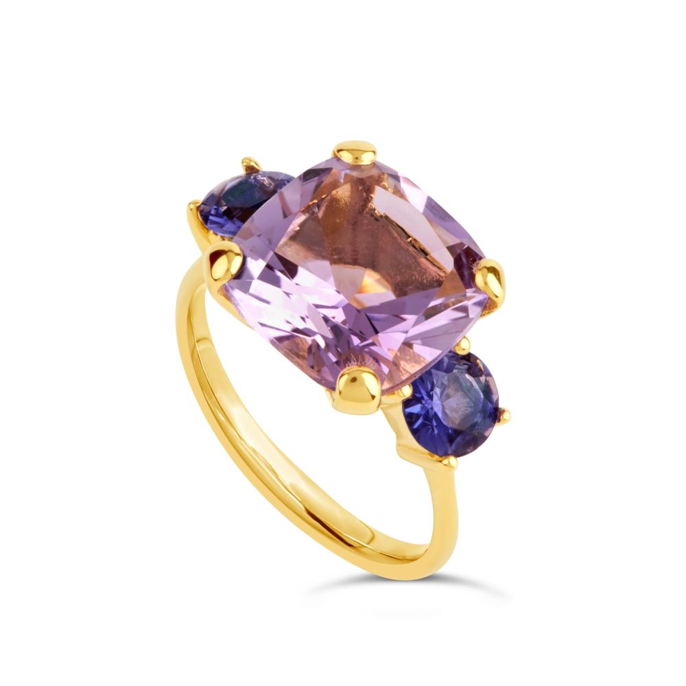 Purple Amethyst and Iolite Cocktail Ring Dinny Hall