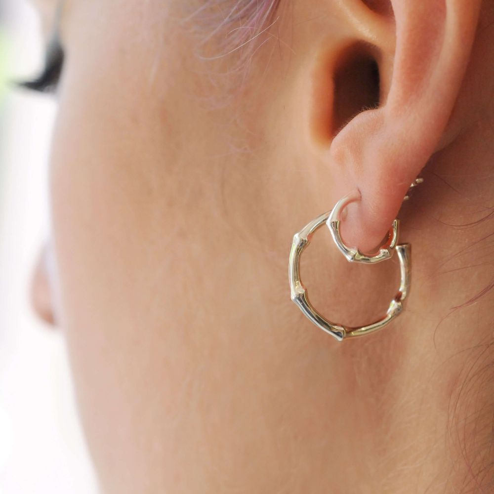 Dinny Hall Micro Bamboo Hoops in Sterling Silver 