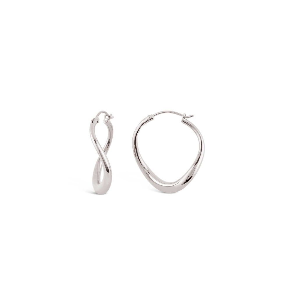 Twisted Hoop Earrings in Silver