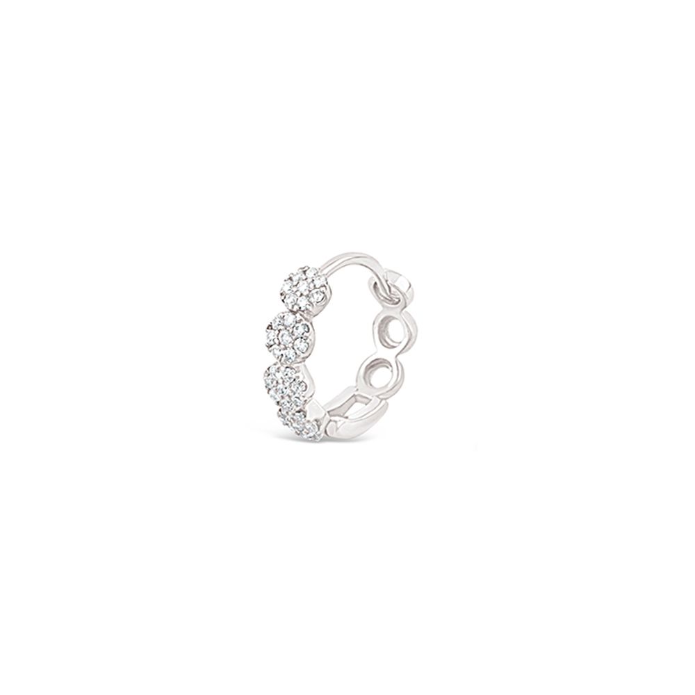 Single Starflower Lab-Created Diamond Huggie Hoop