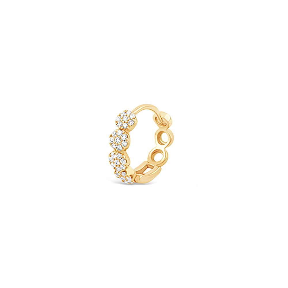 Single Starflower Lab-Created Diamond Huggie Hoop
