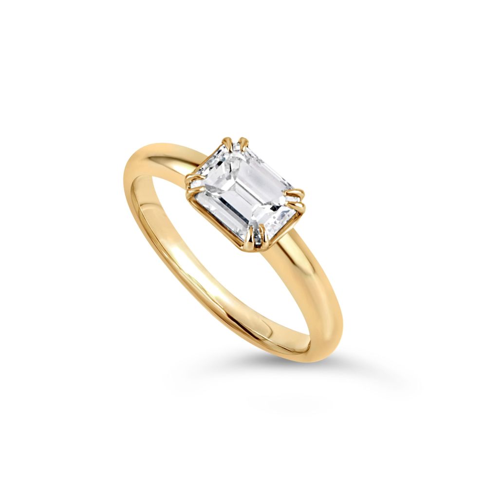 Jessie 18K Emerald Cut Diamond Solitaire Ring 