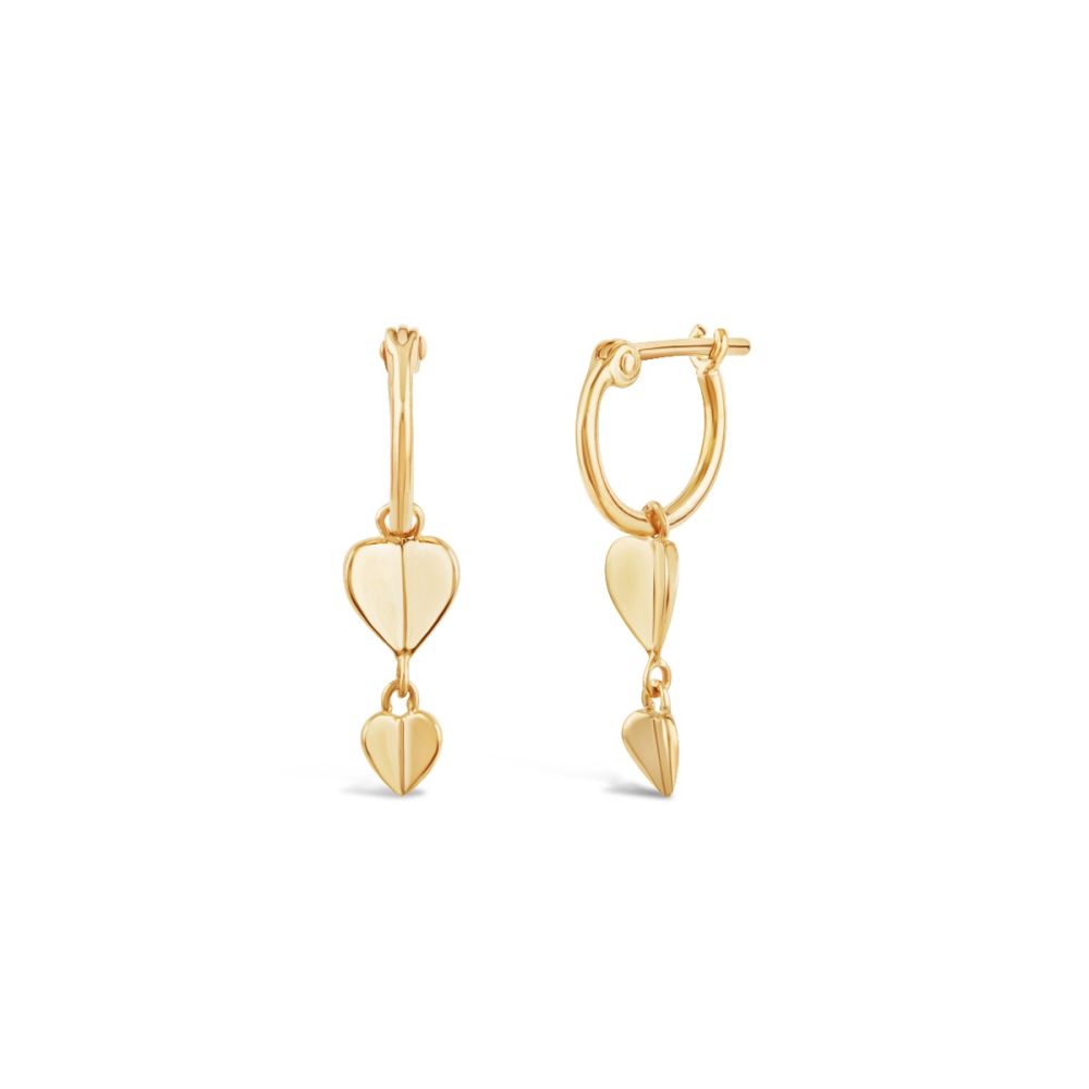 Bijou Folded Heart Drop Hoops