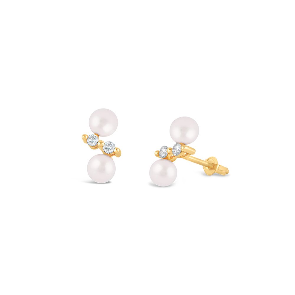 Shuga Double Pearl & Diamond Studs