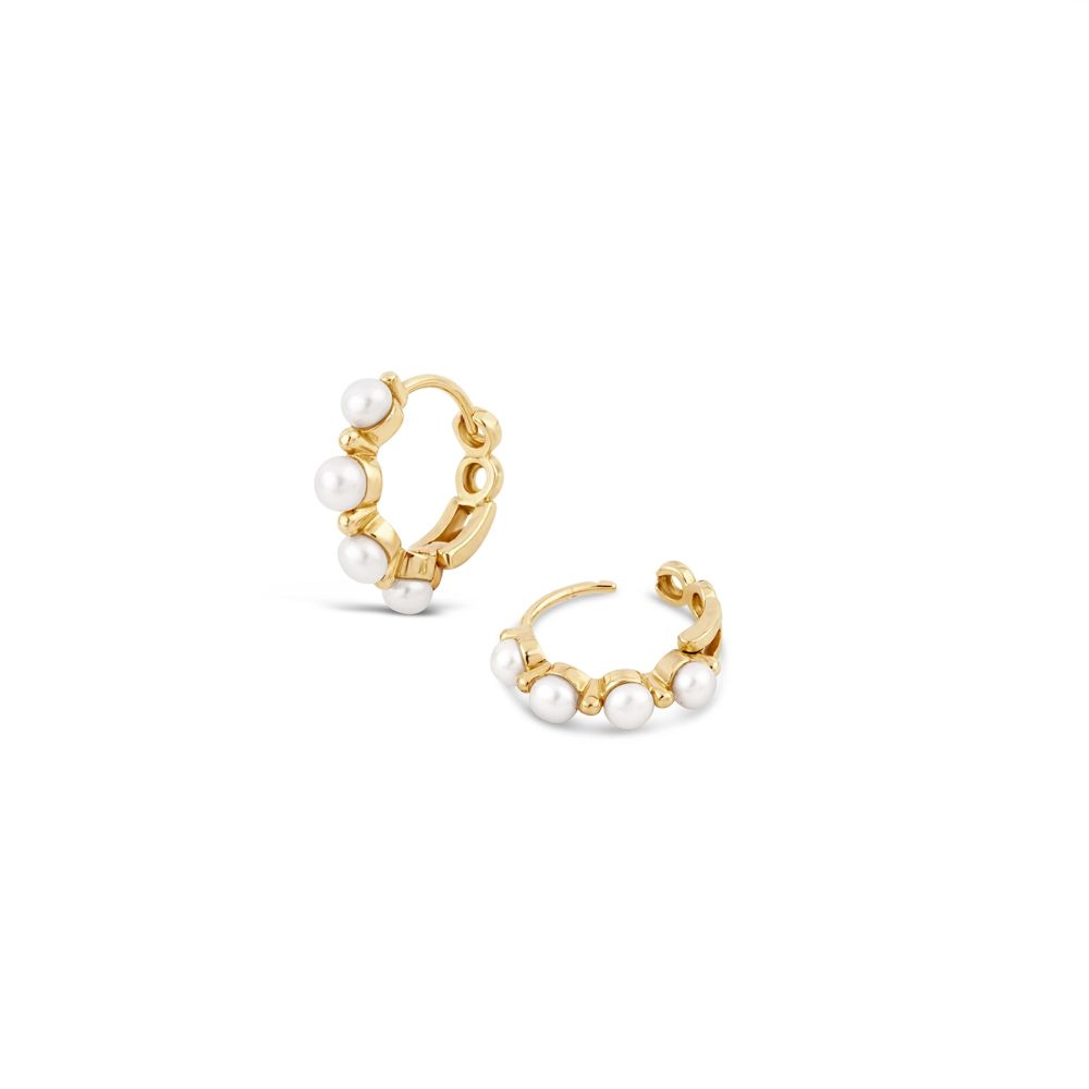 Shuga 14k Gold Pearl Huggie Hoops