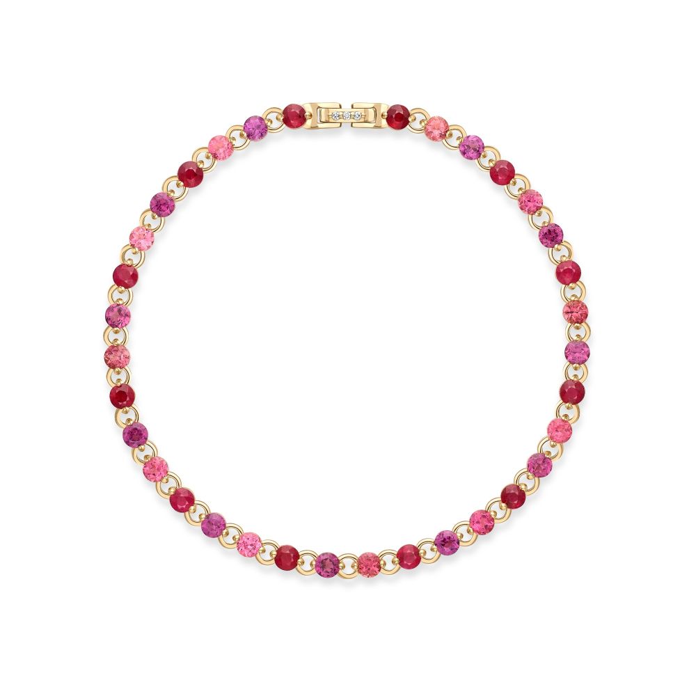 Shuga 3mm Pink Precious Gemstone Tennis Bracelet 