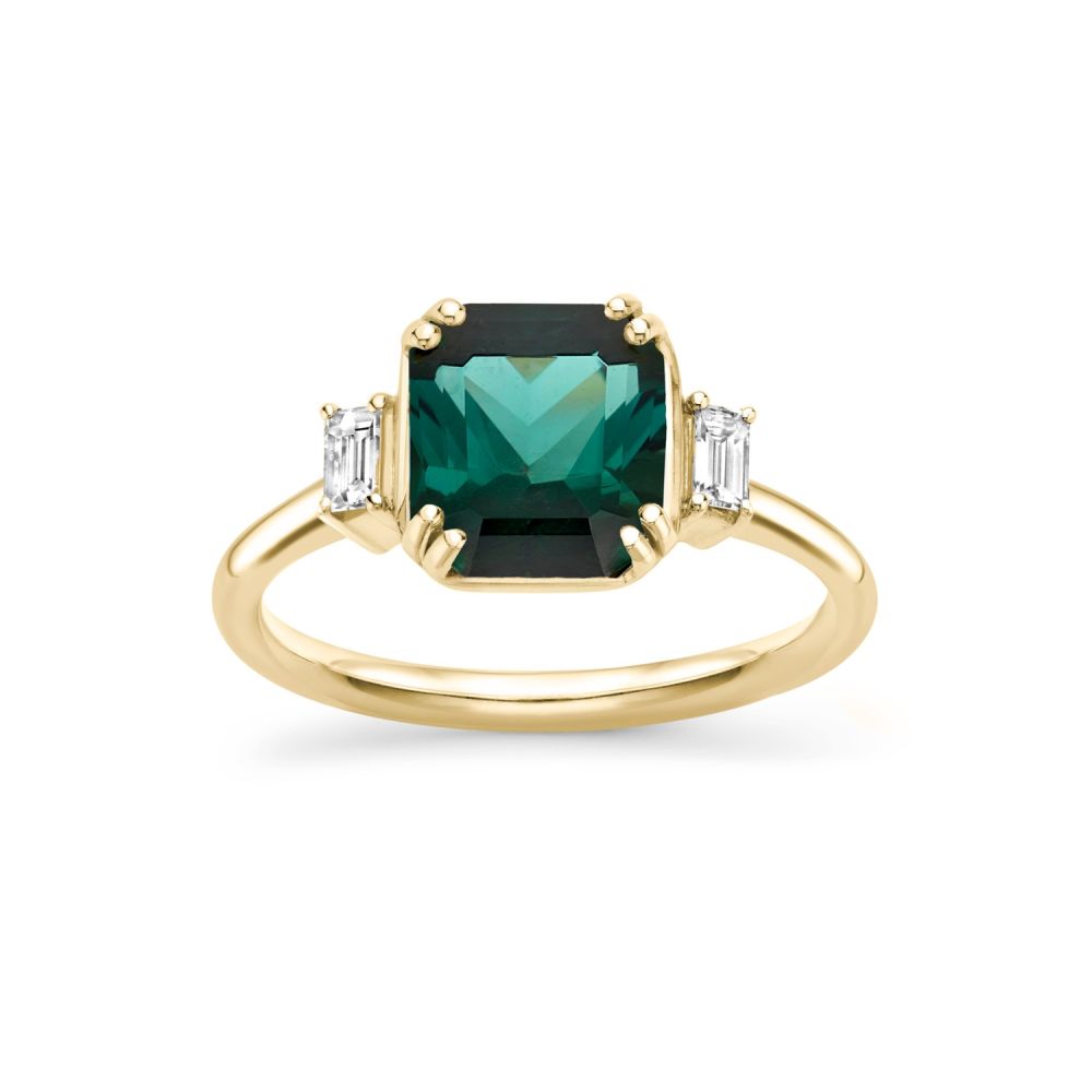Mini Mae West Green Tourmaline & Diamond Ring 