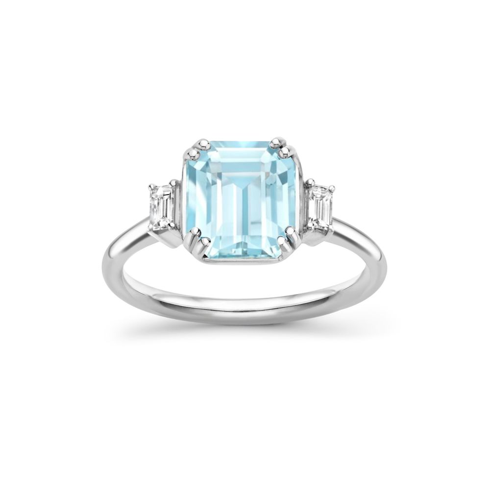 Mini Mae West Aquamarine & Diamond Ring 