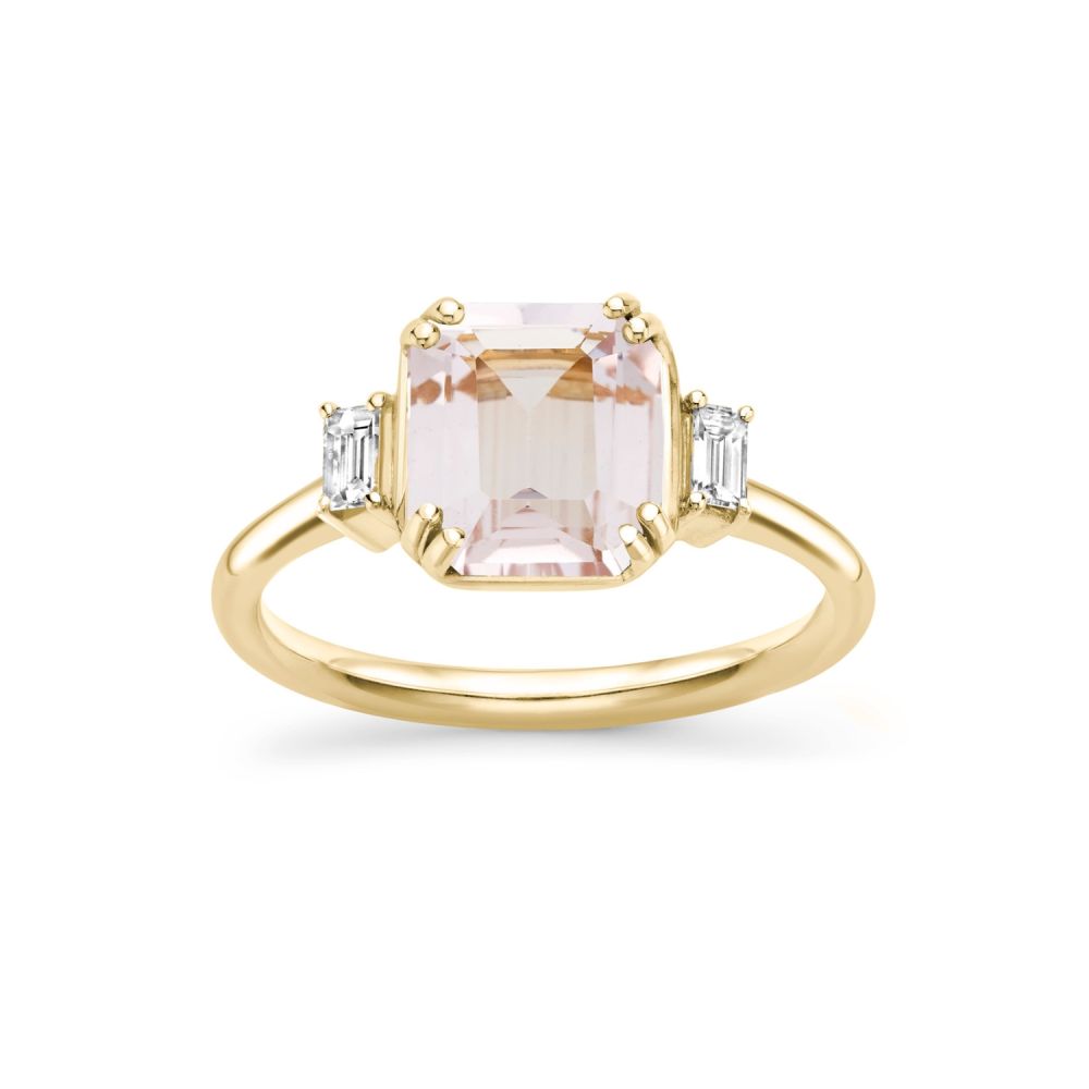 Mini Mae West Pink Morganite & Diamond Ring 