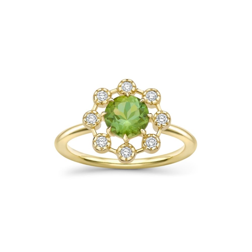 Celandine Green Tourmaline Ring