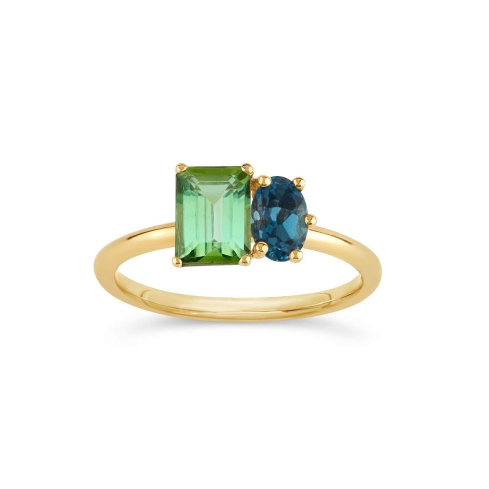 Toi & Moi Tourmaline & Topaz Ring
