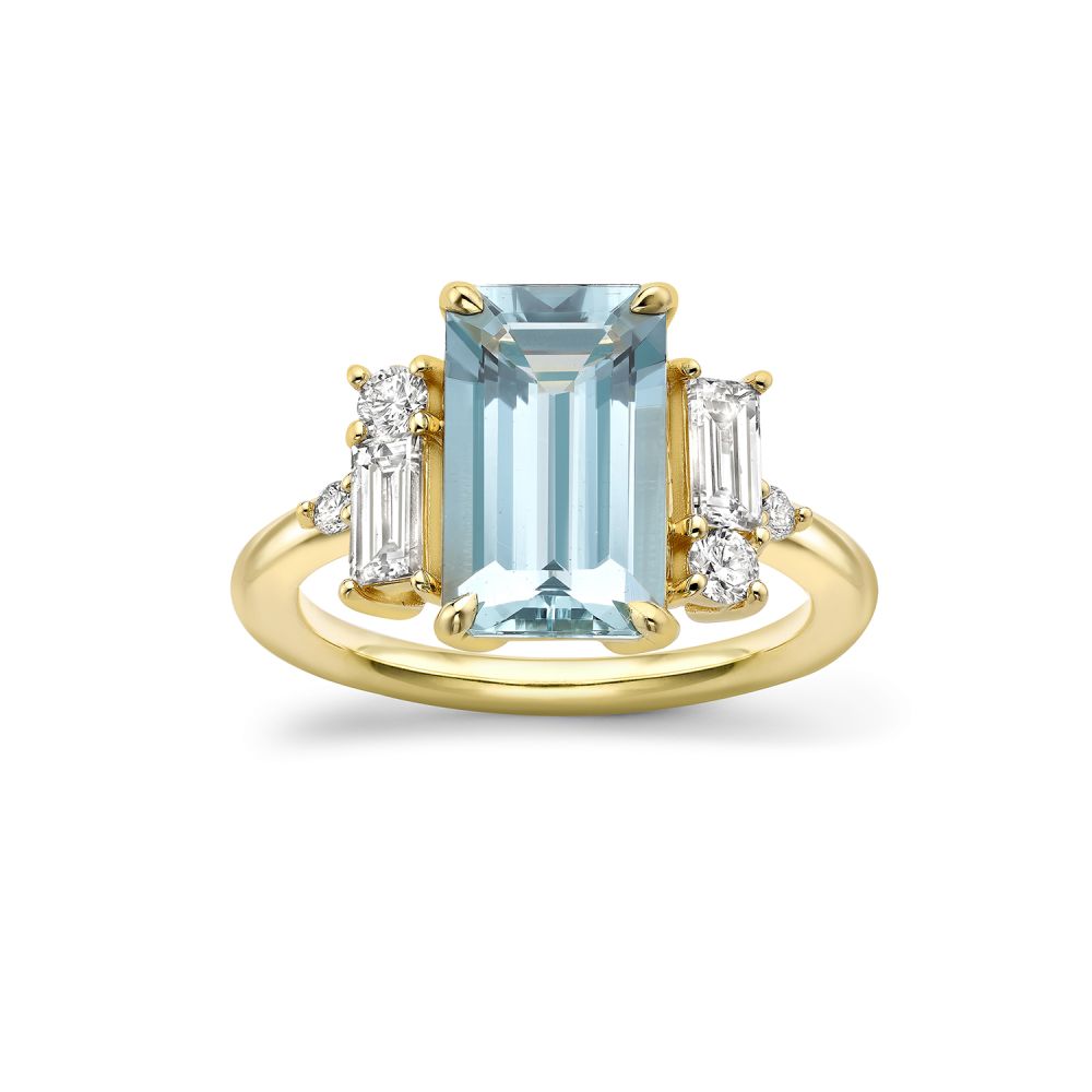 Charli  Aquamarine & Lab-Created Diamond Ring