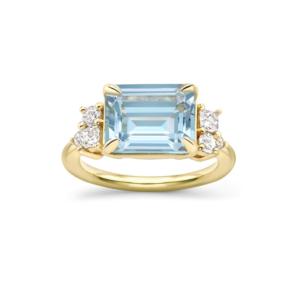 Claudie Aquamarine & Lab-Created Diamond Ring