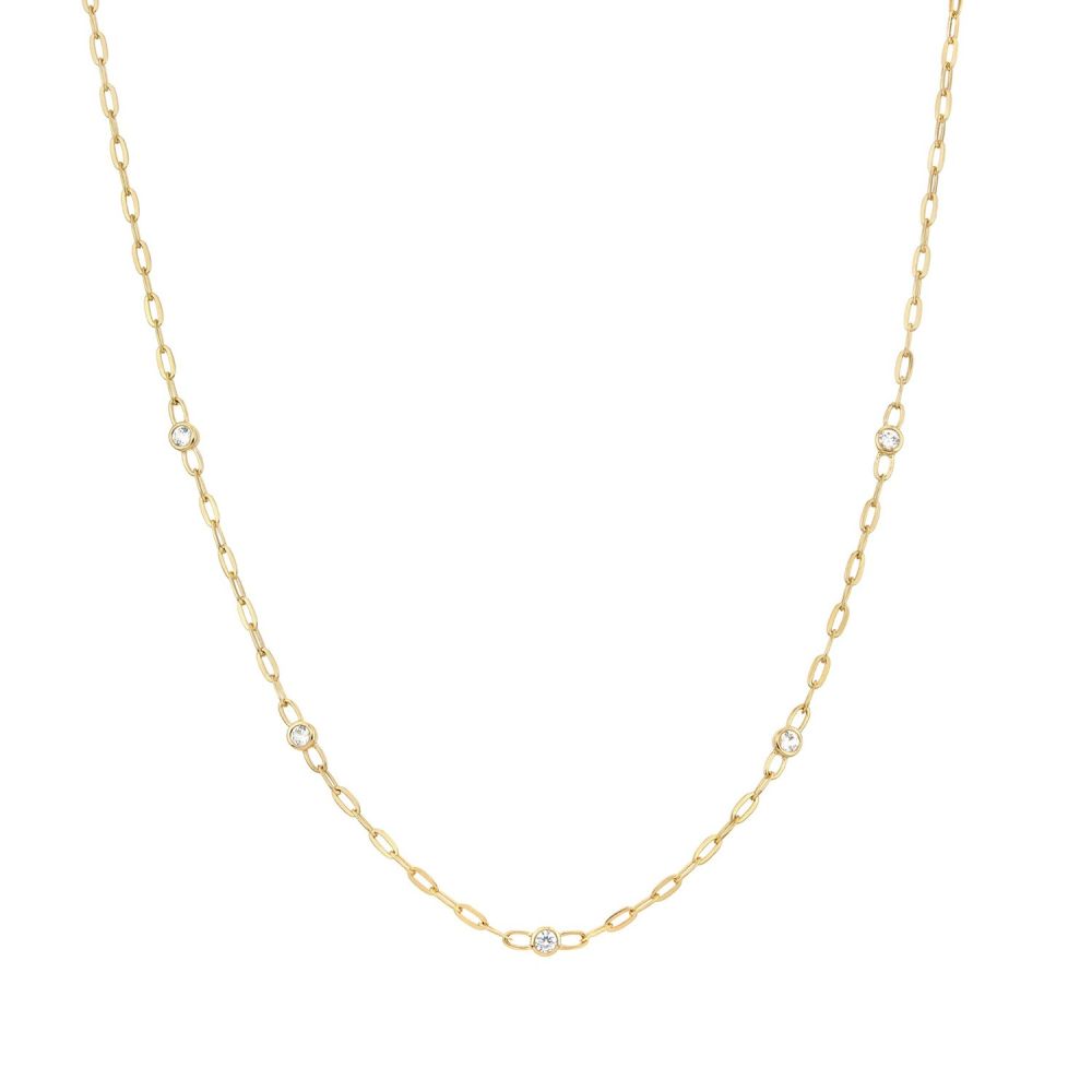 Lab-Created White Sapphire Paperclip Chain Necklace