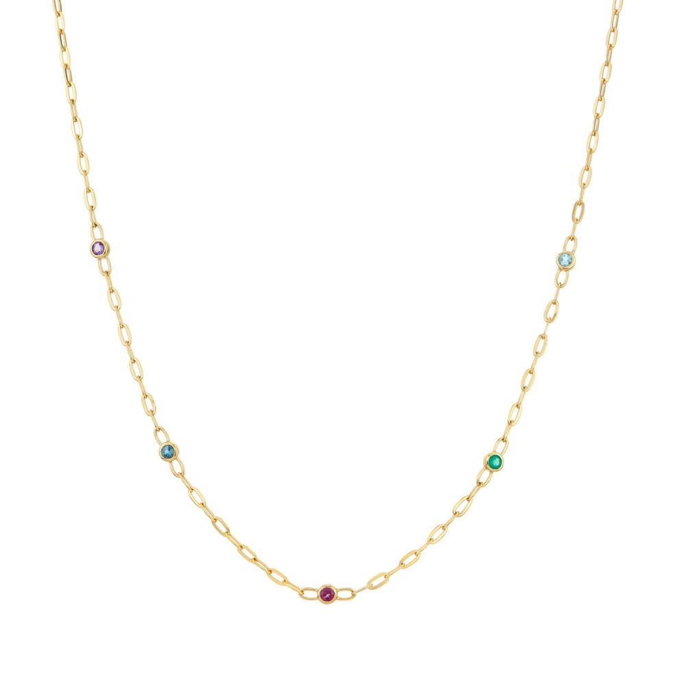 Rainbow Gemstone Chain Necklace