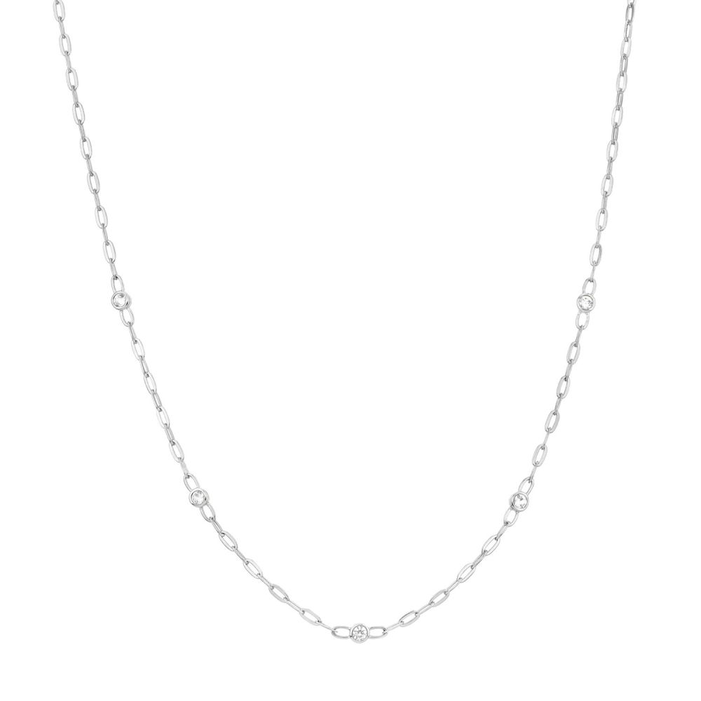 Lab-Created White Sapphire Paperclip Chain Necklace