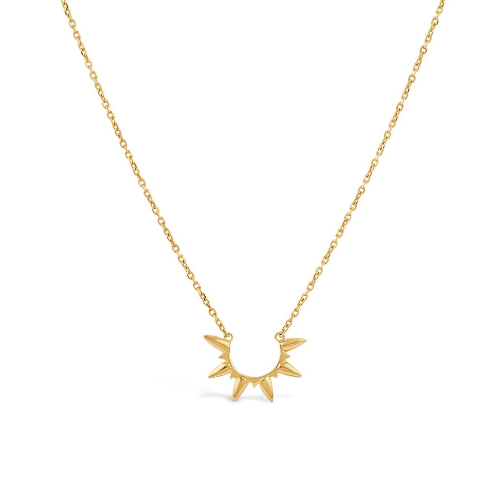 Gold necklace in shape of sun beam