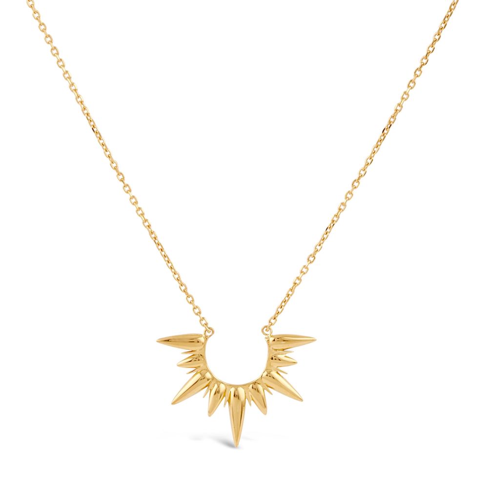 Gold necklace in shape of sun beam
