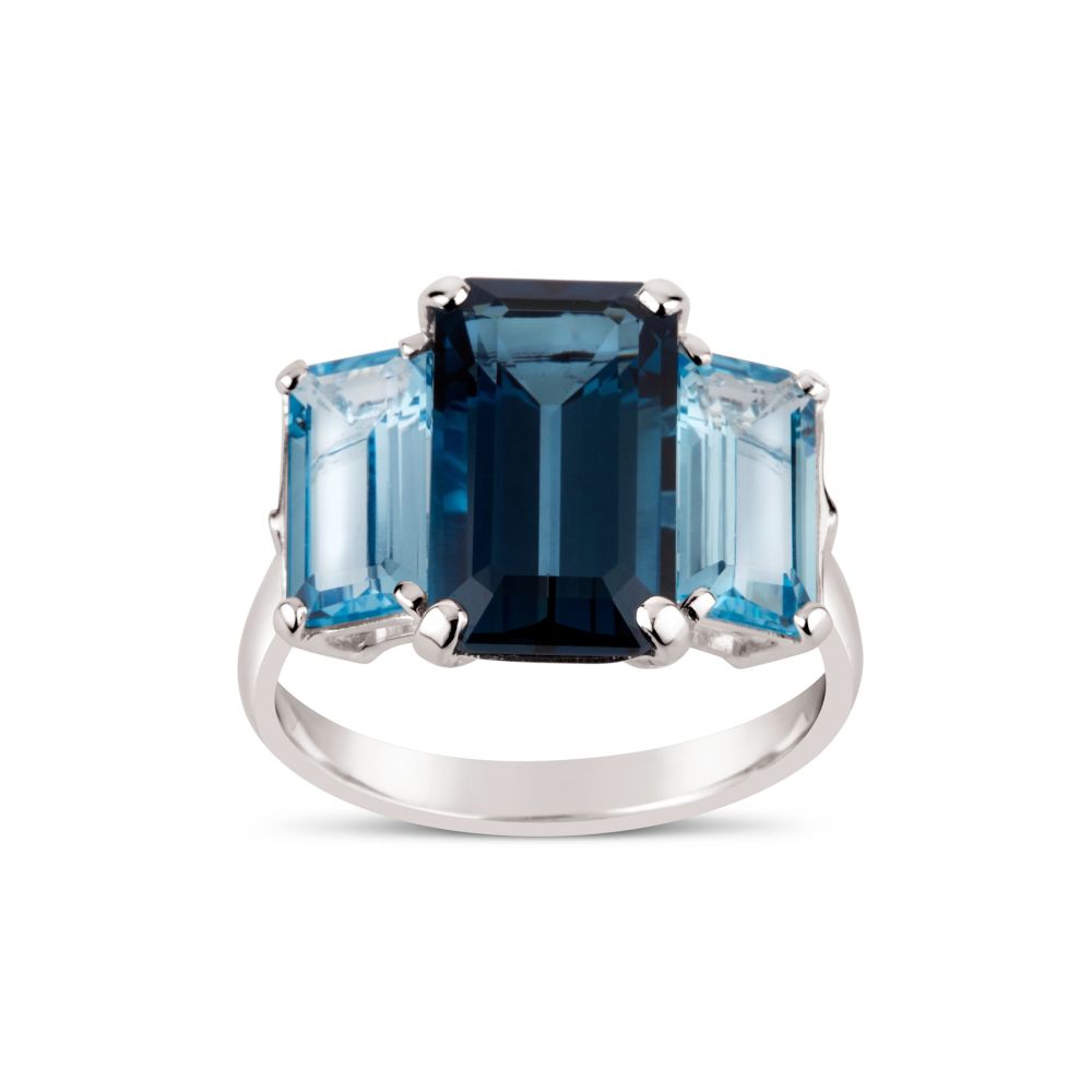 Statement Cocktail Ring in Silver with Blue Topaz