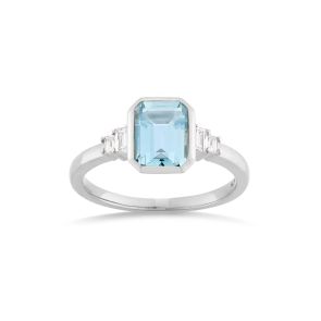 Mila Aquamarine & Diamond Ring 