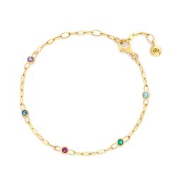 Rainbow Gemstone Paperclip Chain Bracelet 